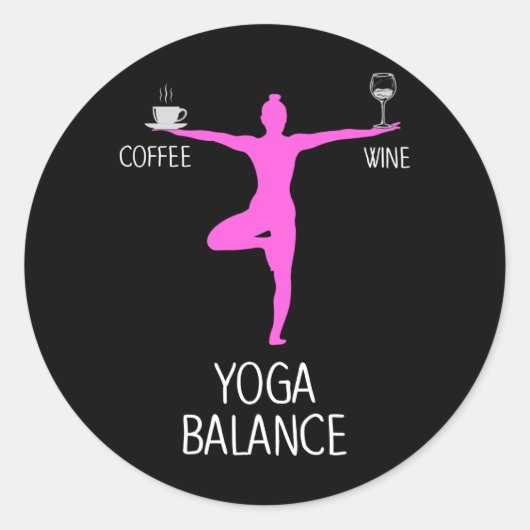 Sticker Rond Louveur de vin et de café Yoga (Devant)