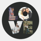 Sticker Rond LOVE - 4 Couples/Famille Collage photo - Noir (Devant)