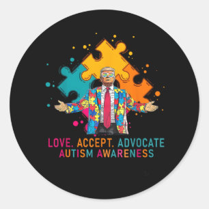 Sticker Rond Love Accepter Advocate Sensibilisation sur l'autis