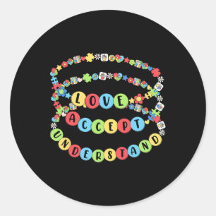 Sticker Rond Love Accepter Comprendre la Sensibilisation sur l'