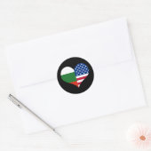 Sticker Rond Love American/USA et drapeau bulgare (Enveloppe)