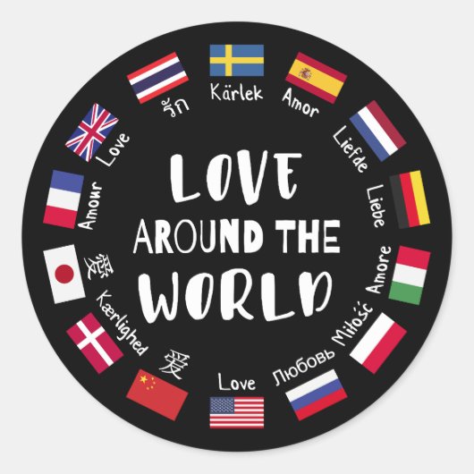 Sticker Rond Love Around the World Languages (Devant)