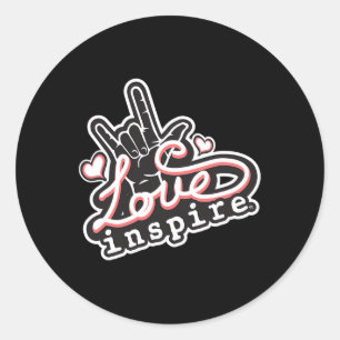 Sticker Rond Love Asl Ily Hand Sign Langue Sourde Sensibilisati