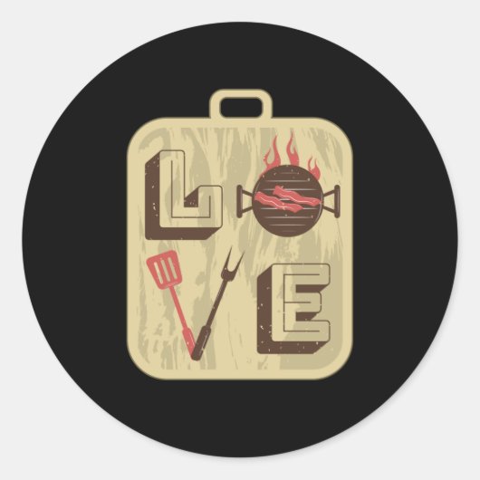 Sticker Rond Love BBQ (Devant)