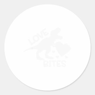Sticker Rond Love Bites Funny T Rex Saint-Valentin Dinosaure Ro