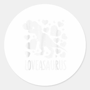 Sticker Rond Love Bites Saurus T-rex Dinosaure Saint-Valentin