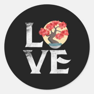 Sticker Rond Love Bonsai Tree Venin japonais Garden Zen Master