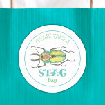 Sticker Rond Love Bug Stag Swag Bag Party Favor<br><div class="desc">A cute twist on the swag bag, this STAG bag sticker features a cute, stag beetle lovebug illustration! This makes the perfect party favor bag sticker for your bug themed birthday party! Simply fill your gift bags with a fun takeaway like candy, plastic bug toys, stickers, bookmarks, or other small...</div>