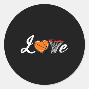 Sticker Rond Love Bysketbyll Fan Player Coach Byller Hommes Fem