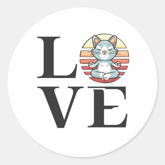 Sticker Rond Love cats and meditation (Devant)