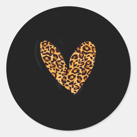 Sticker Rond Love Cheetah Leopard Print Heart Valentines Day Gi (Devant)