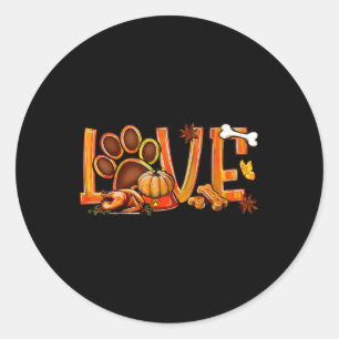 Sticker Rond Love Chien Empreinte de patte Turquie Citrouille A