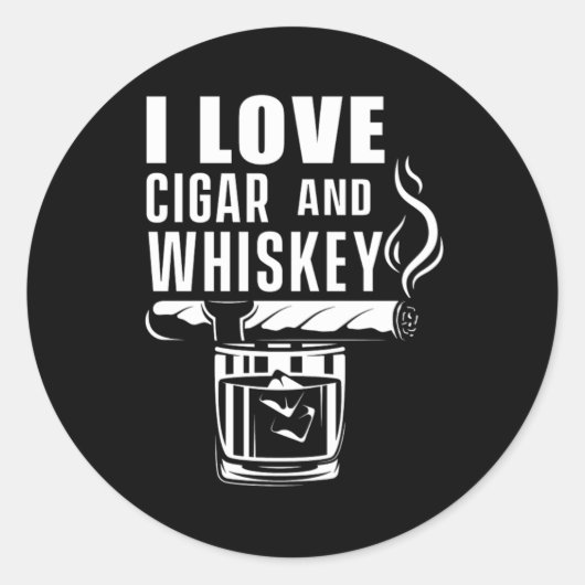 Sticker Rond Love Cigar Whiskey Humidor Cigars Lover Gift (Devant)