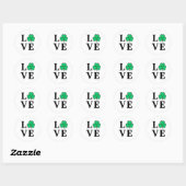 Sticker Rond LOVE Clover Shamrock Irlande St Patrick's Party (Feuille)