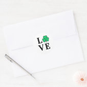 Sticker Rond LOVE Clover Shamrock Irlande St Patrick's Party (Enveloppe)