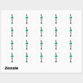Sticker Rond LOVE Clover Shamrock Irlande St Patrick's Party (Feuille)