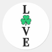 Sticker Rond LOVE Clover Shamrock Irlande St Patrick's Party (Devant)