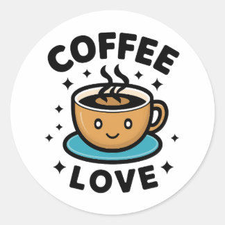 Sticker Rond Love Coffee