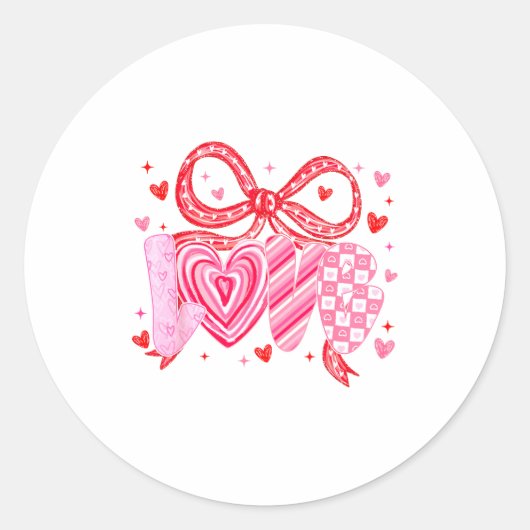 Sticker Rond Love Coquette Bow Leopard Hearts Valentine Women G (Devant)