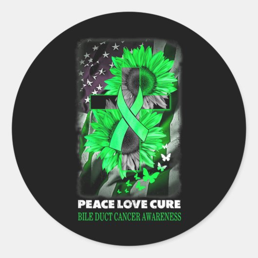 Sticker Rond Love Cure Bile Duct Cancer Sensibilisation Tournes (Devant)