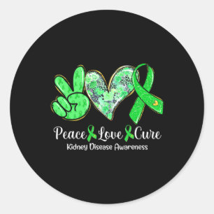 Sticker Rond Love Cure Green Ribbon Sensibilisation aux maladie