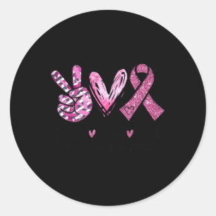 Sticker Rond Love Cure Pink Ribbon Cancer Sensibilisation du se