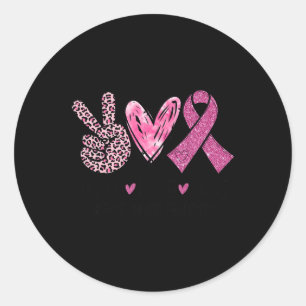 Sticker Rond Love Cure Pink Ribbon Sensibilisation au cancer du
