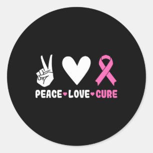 Sticker Rond Love Cure Pink Ribbon Sensibilisation au cancer du