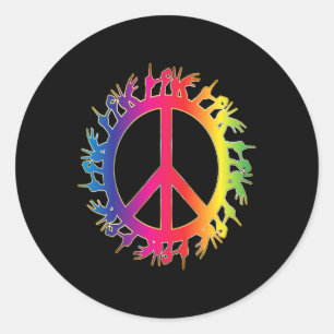 Sticker Rond Love Deaf Peace Sign Language Hand Taling Enseigna