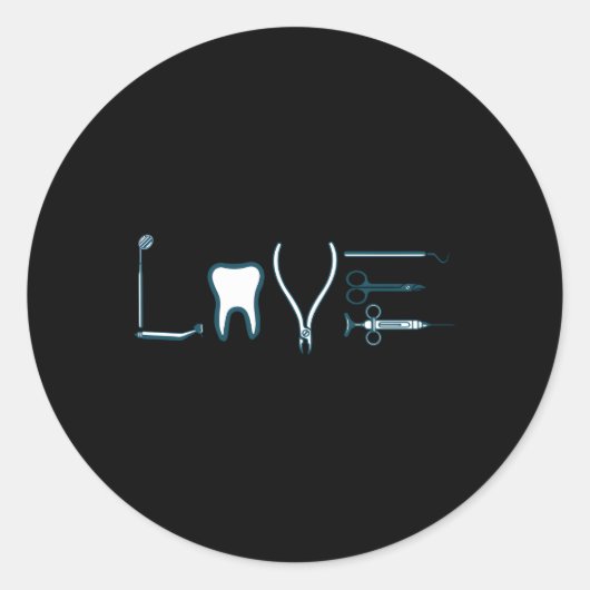 Sticker Rond Love Dental Dentistry Dentiste Dentiste (Devant)