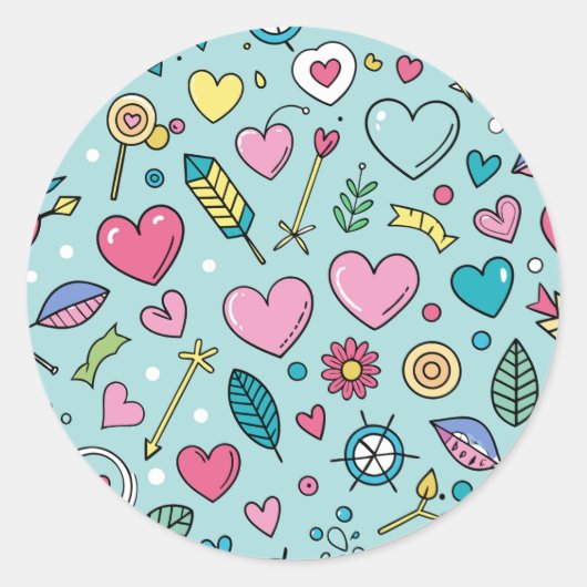 Sticker Rond Love Doodle Tapestry (Devant)