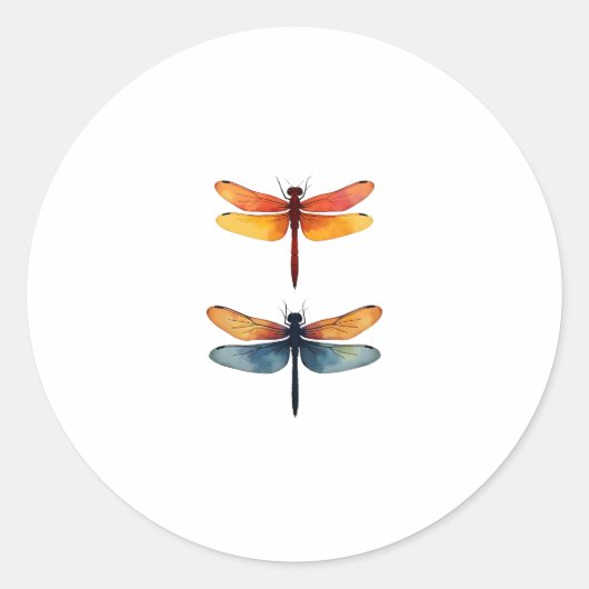 Sticker Rond Love Dragonflies child small simple Minimalist Dra (Devant)