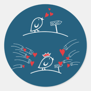 Sticker Rond LOVE ECHO - Comic Birds Tweetlercools 2