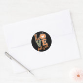Sticker Rond Love Fall Y'All Empreinte de léopard Fall Thanksgi (Enveloppe)