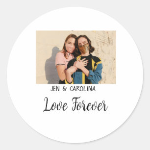 Sticker Rond Love Forever LGbtq couple fierté ajouter nom photo