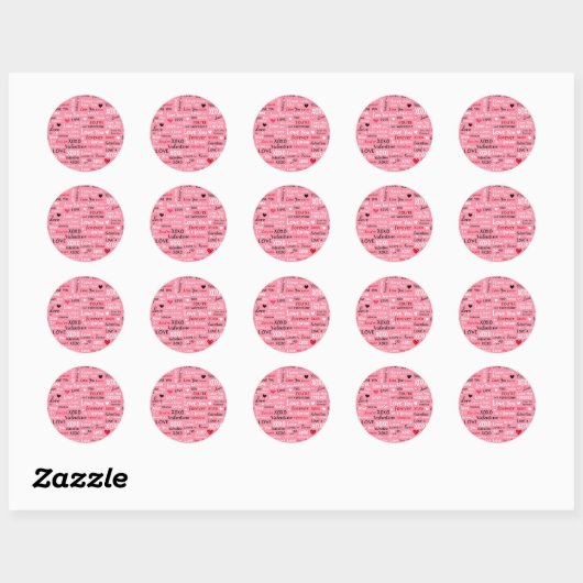 Sticker Rond Love Forever - Saint Valentin Motif de typographie (Feuille)