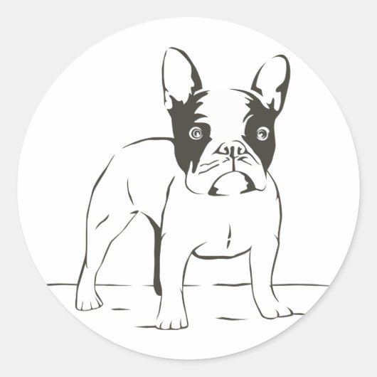 Sticker Rond Love French Bulldog Chien Chien Chien Chien Chien (Devant)