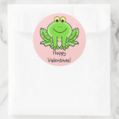 Sticker Rond Love Frog Drôle Salutation : Hoppy Valentine's Day (Sac)