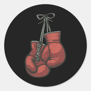 Sticker Rond Love Gants de boxe Retro Vintage Red Boxer Cadeau