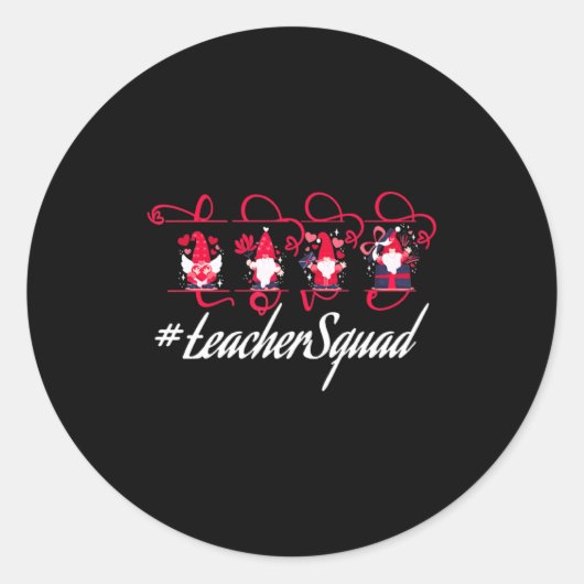 Sticker Rond Love Gnome Teacher Squad Happy Valentine Gnome Tea (Devant)