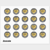 Sticker Rond Love Gold Heart Design (Feuille)