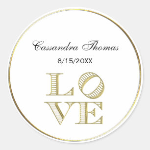 Sticker Rond LOVE Graphic Text - Faux Gold