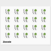 Sticker Rond LOVE green sparking clocher shamrock st patrick da (Feuille)
