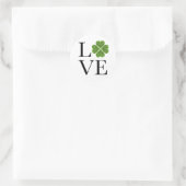 Sticker Rond LOVE green sparking clocher shamrock st patrick da (Sac)