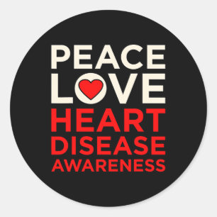 Sticker Rond Love Heart Disease Awareness Survivor Graphic