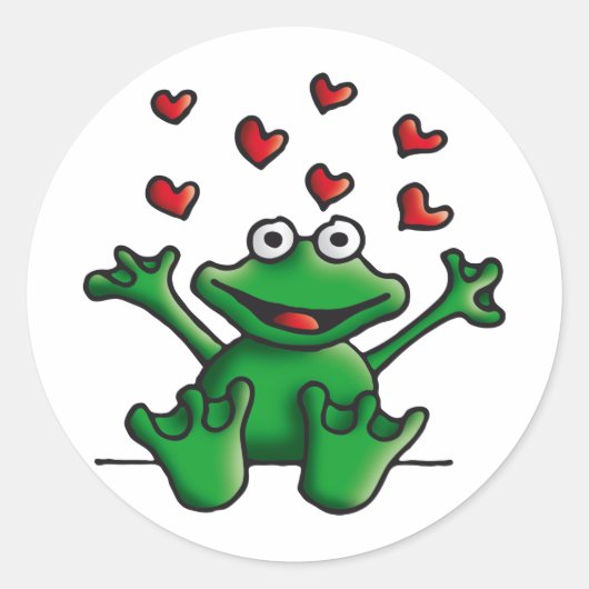 Sticker Rond love heart frog (Devant)