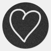 Sticker Rond Love Heart Parties scintillant blanche Valentine's (Devant)