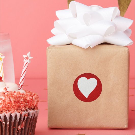 Sticker Rond Love Heart Parties scintillant blanche Valentine's (Fête)