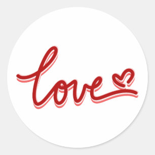 Sticker Rond Love Heart Valentines