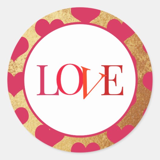 Sticker Rond Love Hearts et Gold Foil (Devant)